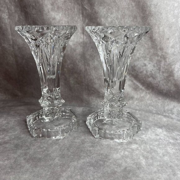 Lead Crystal Glass Candle Holders or Vases ONLY **CANDLES/FLOWERS NOT INCLUDED - Picture 6 of 10